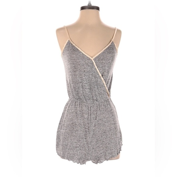Out From Under x Urban Outfitters Grey Surplice Mini Romper Medium - Picture 3 of 10